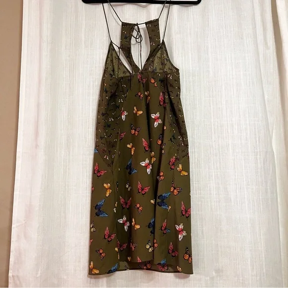Abercrombie & Fitch Olive Butterfly Mini Dress Size Small - Picture 10 of 12